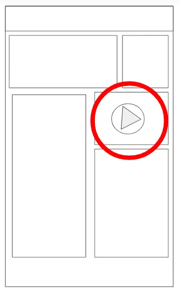 A wireframe example of a video on the front page of a site